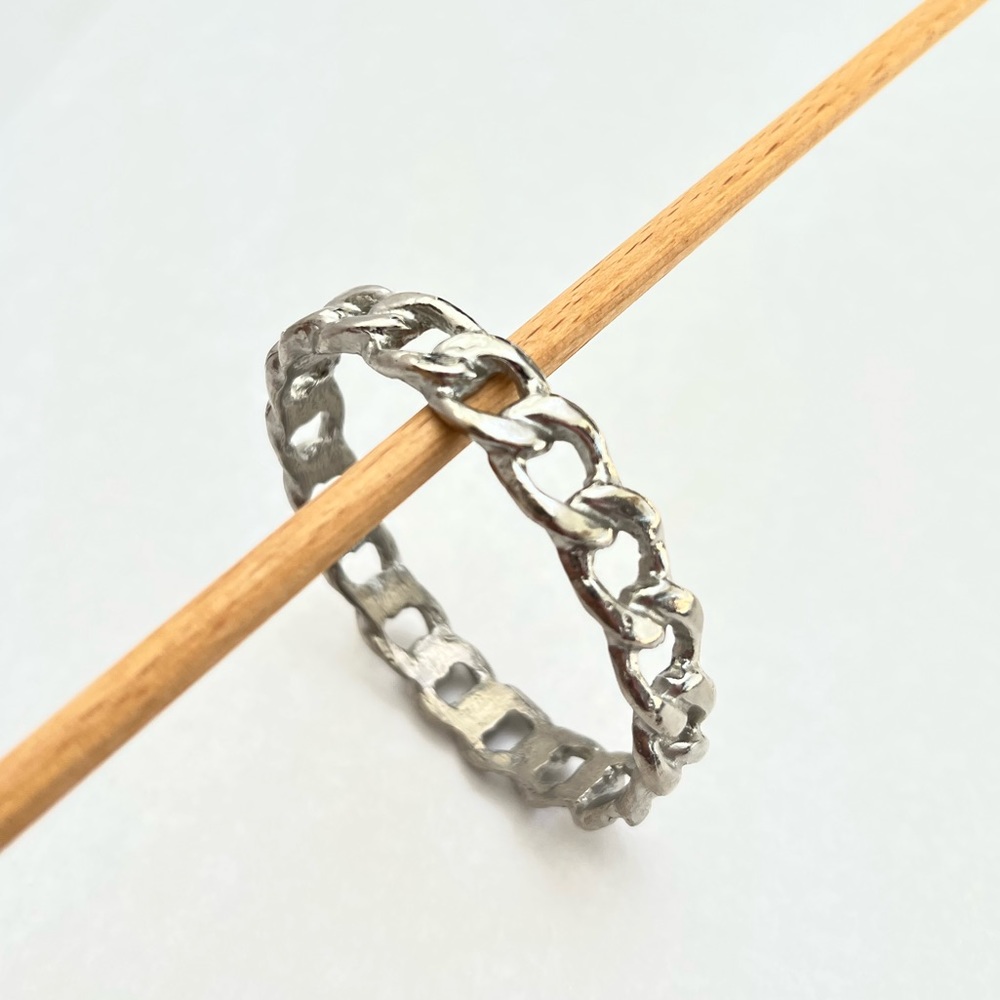 Bracelet, welded metal links, silver